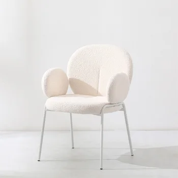 Обеденный стул Cream wind, домашний простой современный стул со спинкой, онлайн-стул для макияжа в спальне знаменитостей для девочек из овечьей шерсти