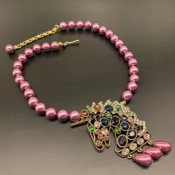 Красочные серьги-ожерелья со стразами для единорогов