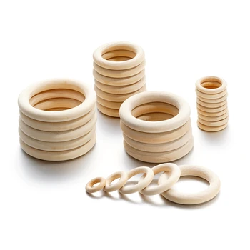 Незаконченные деревянные кольца Разных размеров, Однотонные кольца из натурального дерева для изготовления украшений из макраме, Декоративные деревянные обручи