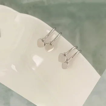 Новая минималистичная симпатичная Серебряная серьга в виде маленького сердечка с подвесками, металлические украшения для женщин Boucle D'Oreille