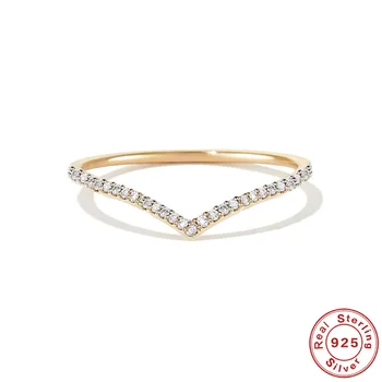 Кольцо с настоящим муассанитом Для женщин из 18-каратного позолоченного серебра 925 пробы, кольца из стерлингового серебра V-образной формы, изысканные ювелирные изделия, свадебные обручальные кольца