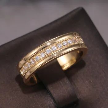 Обручальное кольцо для любителей женщин, простые ювелирные изделия из кубического циркония золотого цвета