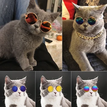 Очки для кошки, Товары для животных, Аксессуары для собак, Прикольные забавные линзы для котенка, Реквизит для фотосессии, Цветные солнцезащитные очки
