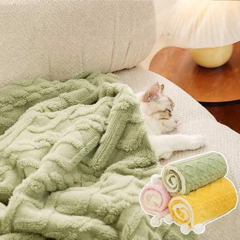 Одеяло для домашних животных, однотонное теплое одеяло для кошек, Утолщенная фланель, Собачья будка, Коврик для сна, принадлежности для осенне-зимнего коврика
