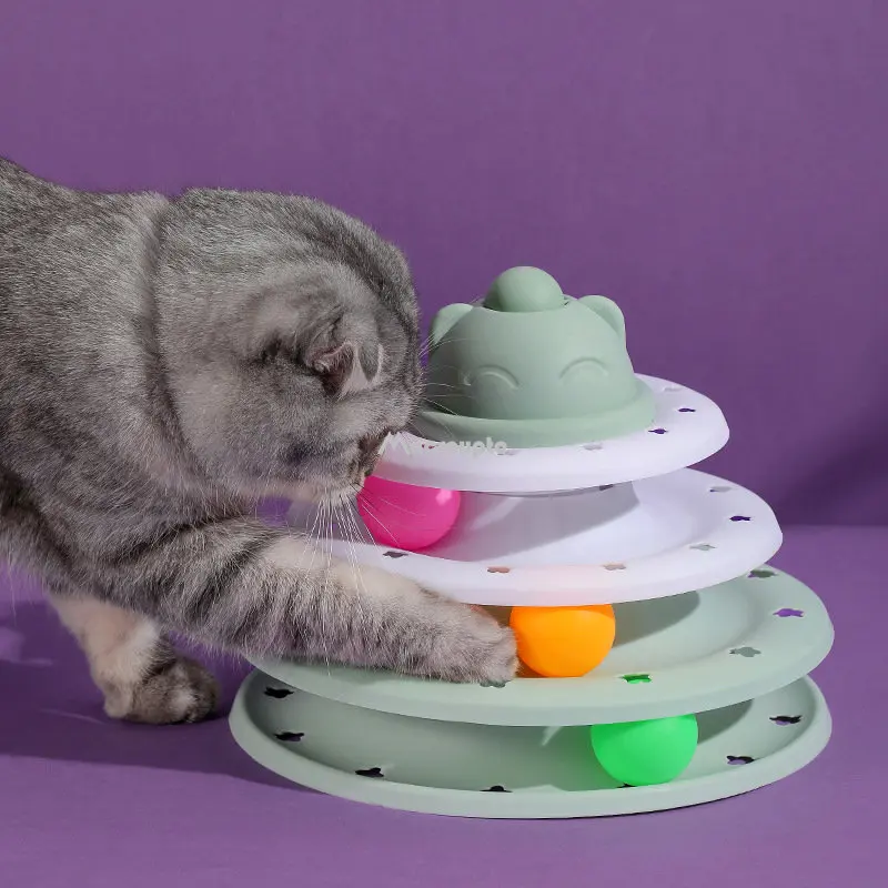 3/4 Уровня Cats Toy Tower Треки Cat Toys Интерактивное Обучение Кошачьему Интеллекту Развлекательная Тарелка Tower Товары Для Домашних Животных Cat Tunnel 5