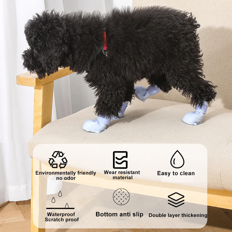Защита ботинок для собак, Износостойкие и непромокаемые ботинки для собак, легкие ботинки с лапами, водонепроницаемые для пинеток, резиновые собаки, противоскользящие собаки 4