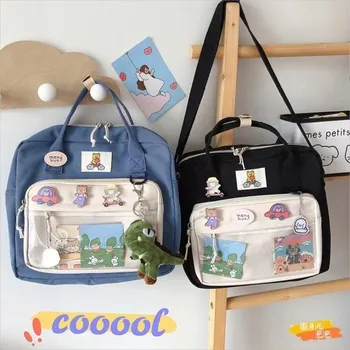 Школьные сумки для девочек-подростков, нейлоновый рюкзак, опрятная сумка-тоут для женщин, милый мультяшный студенческий рюкзак, сумка-мессенджер через плечо