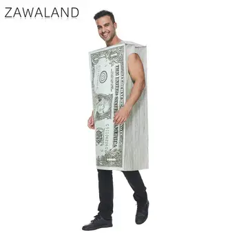 Zawaland Косплей Костюм с принтом долларов США Мужчина, женщина на Хэллоуин, забавная одежда для вечеринок, Маскировочный комбинезон Унисекс, наряд для переодевания