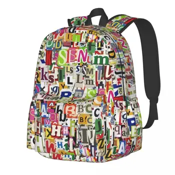 Рюкзак с газетными вырезками, Красочные походные рюкзаки с буквами, Уличная одежда для мальчиков, школьные сумки с дизайнерским рисунком, рюкзак