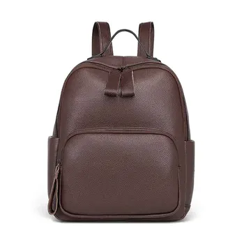 Женский рюкзак MS Niche, повседневный рюкзак из натуральной кожи, однотонная сумка для книг для девочек, Легкий Простой дорожный рюкзак из воловьей кожи