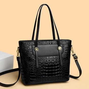 Высококачественная кожаная сумка-тоут, женская сумка из крокодиловой кожи, дизайнерская модная женская сумка-мессенджер большой емкости, новинка