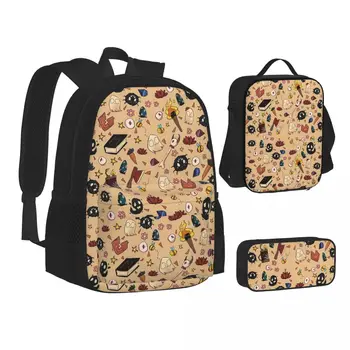 Не морите себя голодом, украшайте абстрактное искусство Модным рюкзаком, сумкой для книг, детской школьной сумкой, сумкой для ланча, сумкой для ручек, набором из трех предметов