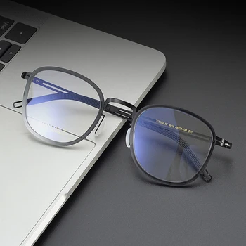 Очки из чистого титана, мужские круглые очки в стиле ретро 2023, ультралегкая роскошная оправа для очков по рецепту врача