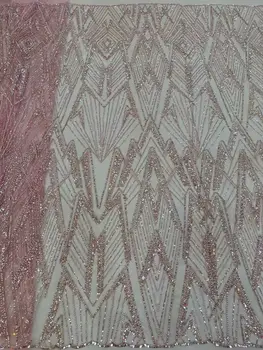 Высококачественная Африканская Нигерийская Тюлевая Кружевная Ткань С Вышивкой Блестками Французская J-1306683 Свадебное Платье Из Бисера