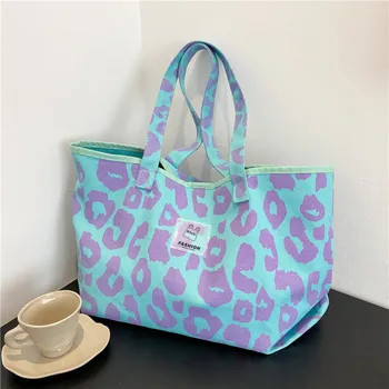 Дизайнерские женские сумки через плечо, брендовые сумки, модные леопардовые холщовые сумки большой емкости, Роскошная сумка-тоут для покупок, Женские кошельки