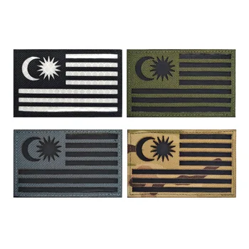 Флаг Малайзии, ИК-светоотражающие нашивки, Значок, Светящаяся нашивка с лазерной гравировкой, Нейлоновая нашивка с низкой видимостью, военные наклейки для активного отдыха