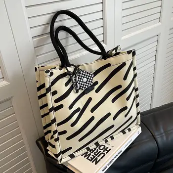 Пляжные сумки для женщин 2023, Женская ручная сумка, сумка для покупок большой емкости, холщовая сумка, универсальная сумка через плечо, сумка для пригородных поездок.