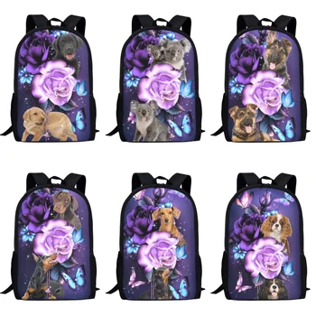 Школьные сумки для девочек с принтом Cavalier King большой емкости, 3D Чарльз Спаниель, Волшебная книжная сумка для мальчиков-подростков, женский рюкзак