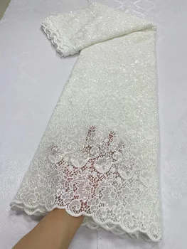 Африканский Гипюр Кружевная ткань Шнур Французский Водорастворимый Вечернее Свадебное Женское платье для новобрачных Белый 2023 Высококачественный Нигерийский материал