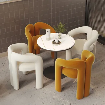 Легкое роскошное дизайнерское искусство, Современный Минималистичный обеденный стул, Креативная форма, макияж, стул с изогнутой трубкой