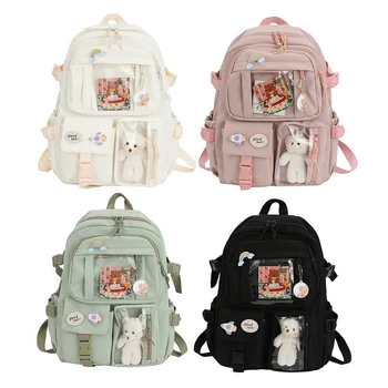 Японский эстетичный рюкзак для девочек, милые школьные сумки для студентов-подростков, карманы для девочек, женский рюкзак для ноутбука в стиле Каваи, Harajuku Mochila