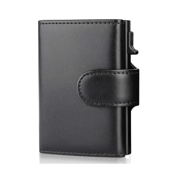 Модный Алюминиевый кошелек для кредитных карт 2022 года, Многофункциональный RFID-Блокирующий Трехстворчатый Умный Мужской кошелек, Кожаный Тонкий с карманом для монет