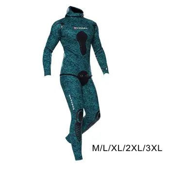 Мужской гидрокостюм с разрезом 3 мм из неопрена с капюшоном, сохраняющий тепло, костюм для подводной охоты, гребли на каноэ, водных видов спорта в холодной воде, серфинга, плавания
