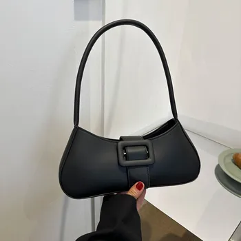 Женские сумки через плечо из однотонной искусственной кожи с трендовым замком, маленькие сумочки подмышками, маленькая женская сумочка, дизайнерский клатч на молнии для рук