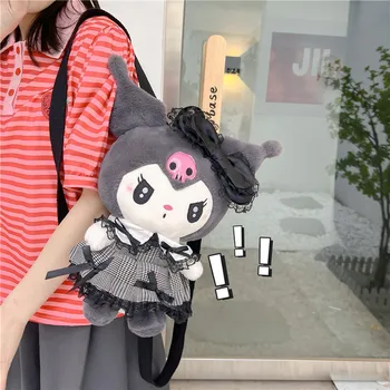 Рюкзак Sanrio, милая темная сумка для куклы Куроми, рюкзак для девочек с плюшевыми игрушками mymelody,