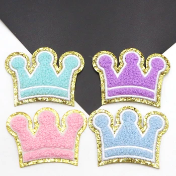 1 шт. Синельное полотенце с короной королевы, Вышитая нашивка, Железные нашивки с золотыми блестками, аппликация из пайеток для украшения одежды
