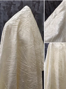 Прессованная плиссированная ткань, плотный текстурированный неэластичный верх, Весенне-летняя дизайнерская ткань для пошива одежды своими руками, Метры материала