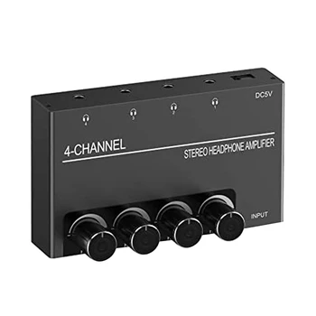 4-канальный стереоусилитель Аудио Усилитель Разветвитель наушников с 4 3,5 мм выходами для наушников и 3,5 мм аудиовходом