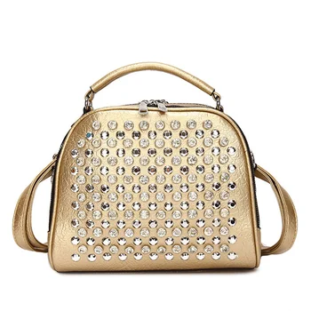 Многофункциональный рюкзак для женщин, сумка через плечо из искусственной кожи, женская дизайнерская сумка ручной работы с бриллиантами, рюкзак для девочек, золотой