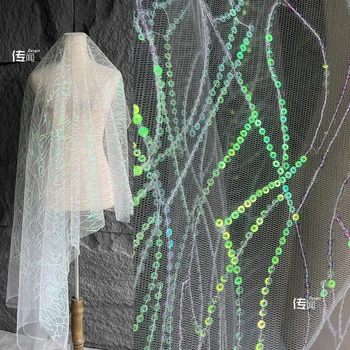 Сетчатая ткань Призрачная Цветовая Перспектива Мягкий Фон для украшения свадебного платья Ткань для одежды Швейный материал из полиэстера