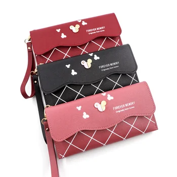 Корейский модный женский длинный кошелек, простой симпатичный кошелек для монет, клатч, мультяшная сумка для карт, кошельки для женщин, женский кошелек