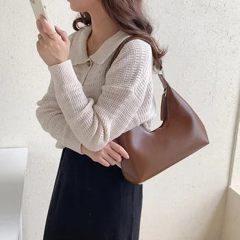Корейская Новая Женская сумка Для рук из искусственной кожи, Модная Женская сумка Через плечо, Однотонная Универсальная