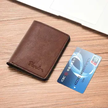 Модный коричневый мини-кошелек для денег из искусственной кожи, ультратонкий зажим для наличных, обложка для удостоверения личности, визитница, мужской кошелек, портмоне