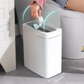 Узкое Автоматическое Ведро Smart Sensor Туалетный Мусор Для Кухонного Мусорного Ведра Мусорный Бак Для Спальни Водостойкая Корзина Для Мусора