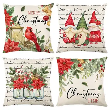 Наволочки для подушек, Рождественский декор, наволочки многоразового использования, Рождественский чехол для подушек, Рождественский декор, наволочки для дома