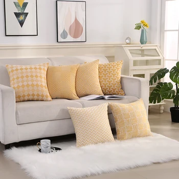 Наволочка с желтым геометрическим рисунком в стиле INS, декоративные подушки для дивана, наволочка 45 *45 СМ