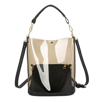 Женская сумка-клатч из ПВХ большой емкости, модная сумка через плечо, сумка-ведро, простая женская сумка для пригородных поездок, сумка для покупок