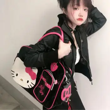 Hello Kitty Sanrio Плюшевая Кавайная мультяшная милая Красотка из искусственной кожи очень большой емкости, сумка через плечо, плюшевая игрушка из аниме для девочки в подарок