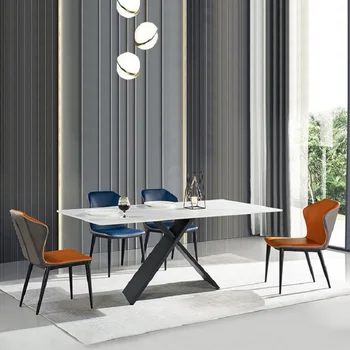 Обеденный стол Nordic Light, роскошная каменная плита, Овальный Современный Простой бытовой прибор, круглый стол, Тихий Ветер, Чистый Белый стол