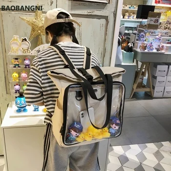 Женский рюкзак Big bag С прозрачным карманом с большим слоем дисплея, Школьный рюкзак, сумка для девочки, 15-дюймовый ноутбук SacIta