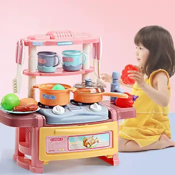 Детский набор кухонных игрушек для ролевых игр, яркий свет и музыка, кухня, приготовление пищи, обеденный стол, игрушки для игр, подарки