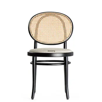 Современные обеденные стулья из ротанга для домашней кухонной мебели Стул для столовой из массива дерева Коммерческий Простой кухонный стул из ротанга