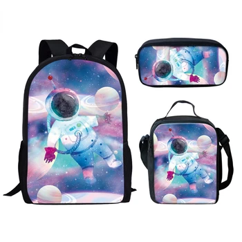 Фантастический космический астронавт, 3 шт. /компл. Рюкзак с 3D принтом, школьная сумка для школьников, аниме, рюкзак для ноутбука, сумка для ланча, пенал