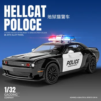 Полицейская машина Dodge SRT 1:32 Высокая имитация Литья под давлением Металлического сплава Модель автомобиля Звук Свет Откатная Коллекция Детских игрушек Подарки