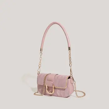 Французская Сладкая Розовая женская сумка премиум-класса, роскошная дизайнерская сумка через плечо с ромбовидным рисунком, модная универсальная сумка для девочек