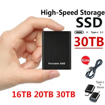 2022 Baru Portabel Жесткий Диск Внешний SSD 4 ТБ 30 ТБ Kapasitas Твердотельный накопитель USB 3.1 Penyimpanan Ноутбук Ринган Мудах Дибава